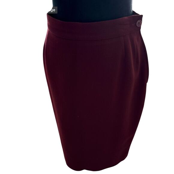 Vintage Italian Wool Burgundy Skirt Suit IT 44 / US 8–10 – Unique Blazer - Picture 8 of 11